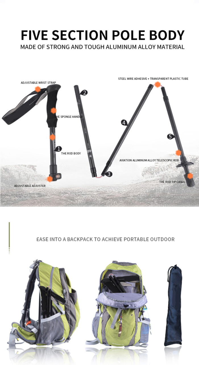 Best 3K Carbon Fiber Five-Section Folding Pole 012