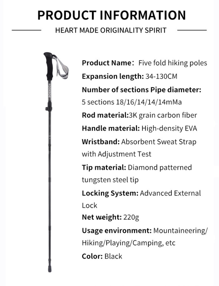 Best 3K Carbon Fiber Five-Section Folding Pole 012