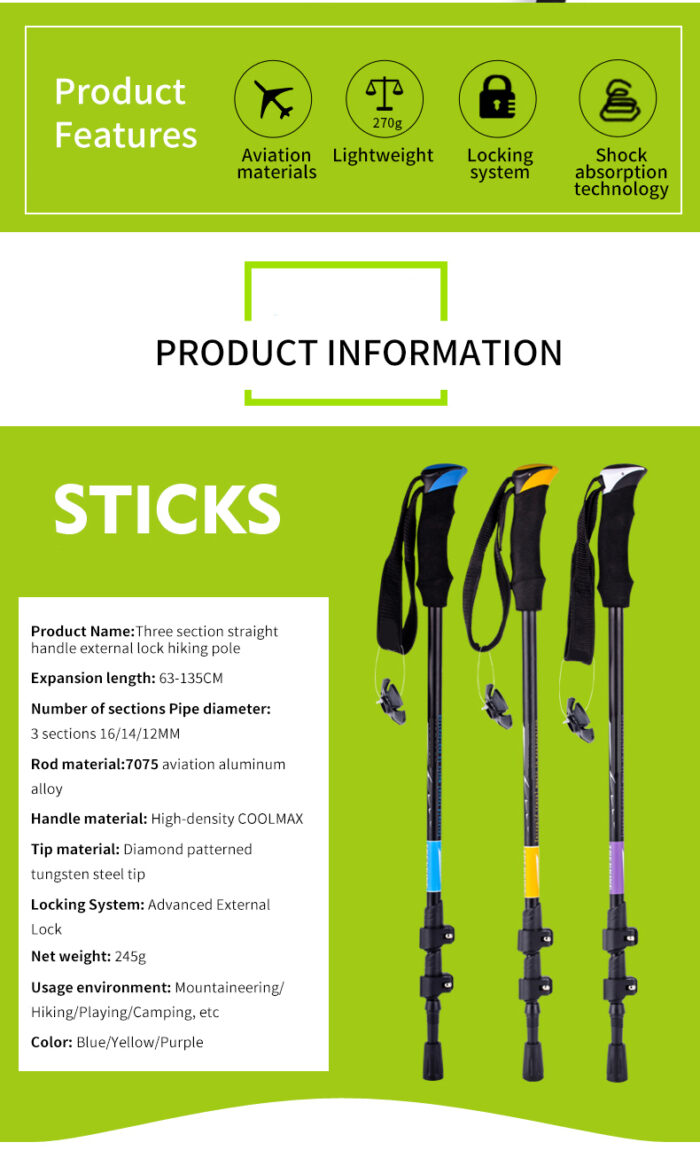 Best 7075 Aluminum Alloy Three-Section Telescopic Pole 016