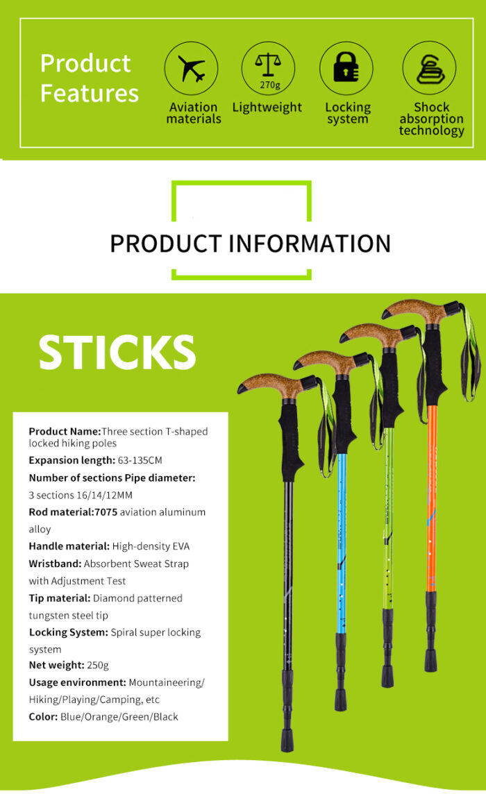 Best 7075 Aluminum Alloy Three-Section Telescopic Pole 018